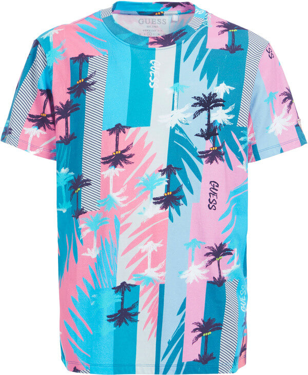 Guess - Tshirt niebiesko różowy