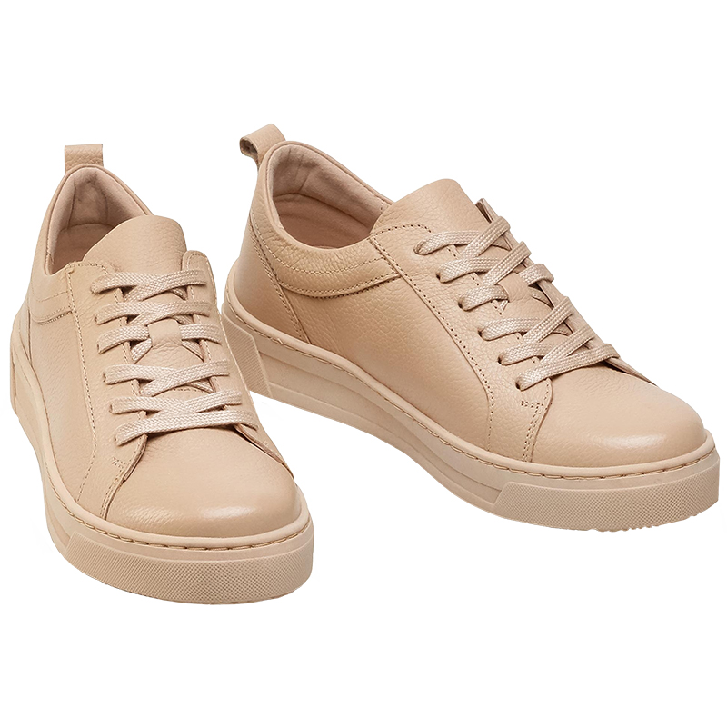 sneakersy skórzane w kolorze beżowym