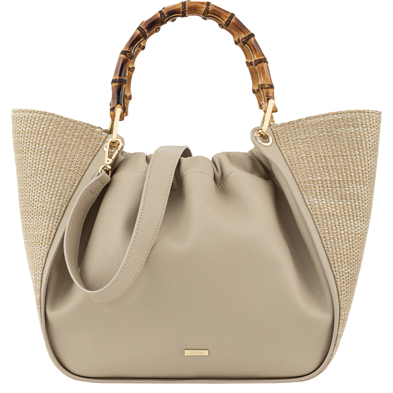 torebka z bambusowymi rączkami