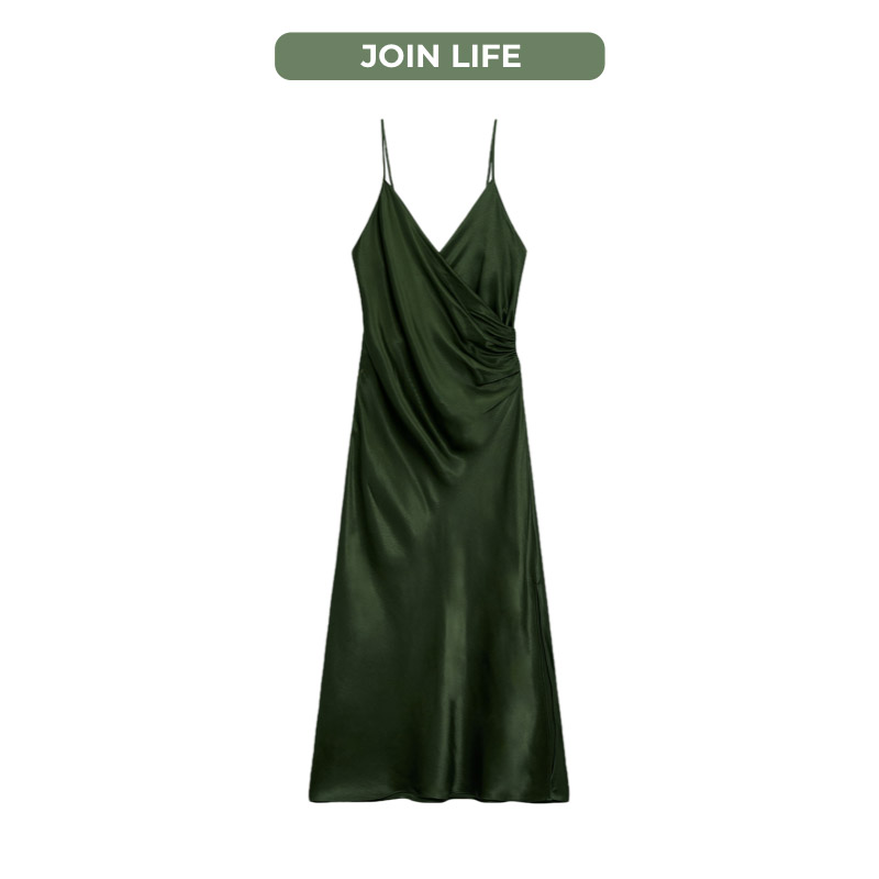 Joint life, sukienka, damska sukienka, zielona sukienka, Zara, satynowa sukienka