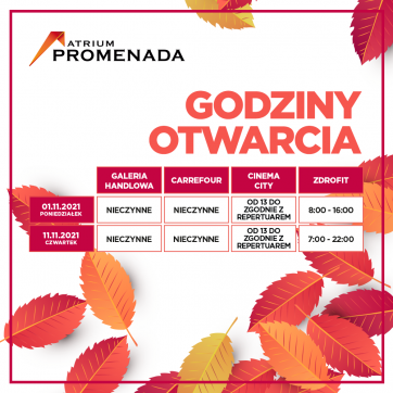 Godziny otwarcia 11 listopada