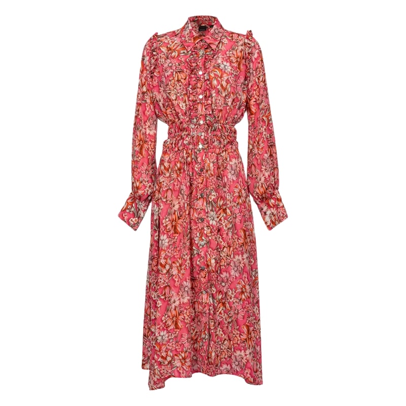 Wiosenne kolekcje, stylizacja, ubrania, moda, kolekcja dla niej, promenada, sukienka, Pinko, sukienka w kwiatki damska sukienka