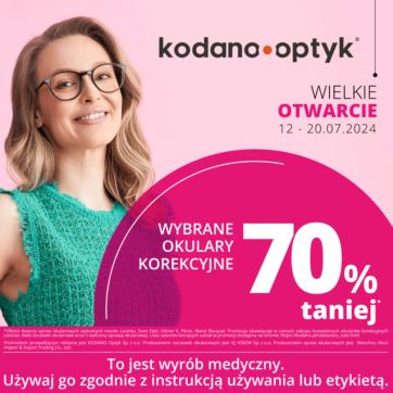 Wybrane pełne okulary korekcyjne (dwie soczewki okularowe oraz oprawa korekcyjna) w rabacie -70%.