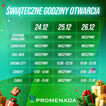 Świąteczne godziny otwarcia