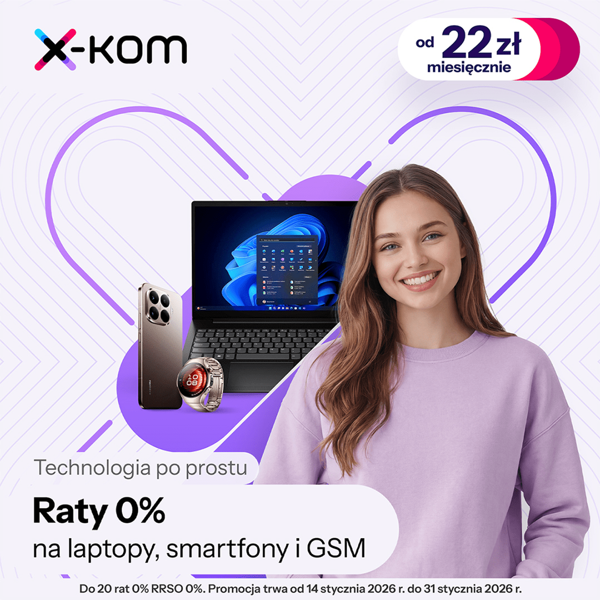 x-kom Promenada – Promocja: Do 20 RAT 0%, RRSO 0% na wybrane laptopy, smartfony i GSM