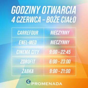 Godziny otwarcia w Boże Ciało!ð