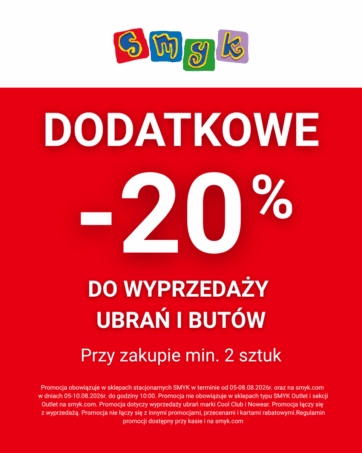 dodatkowe -20% do wyprzedaży Ubrań i Butów